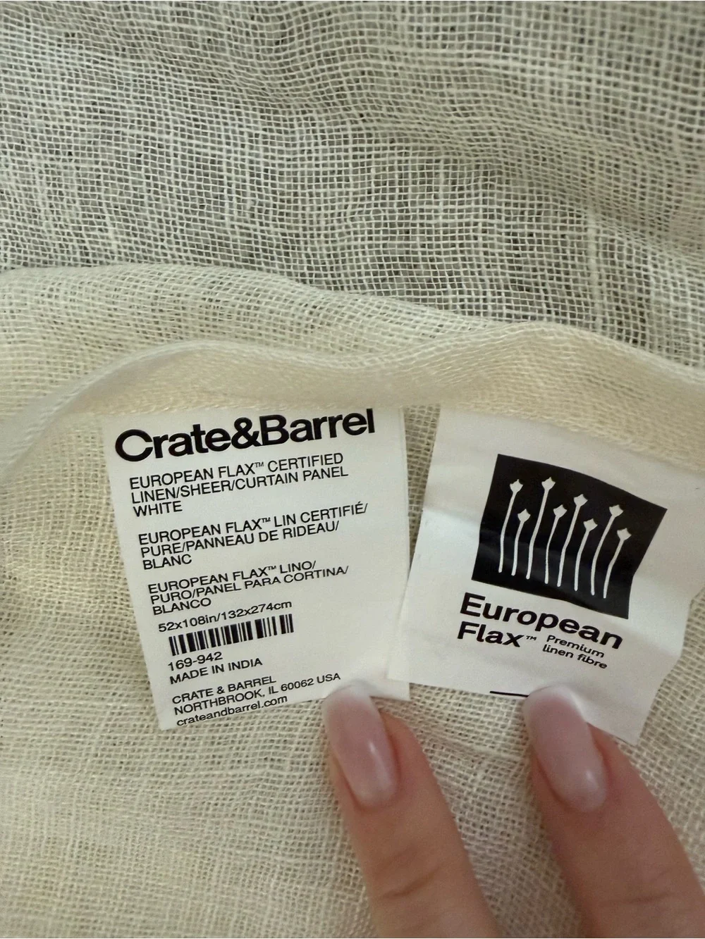 Crate&Barrel White Sheer Curtain Panels